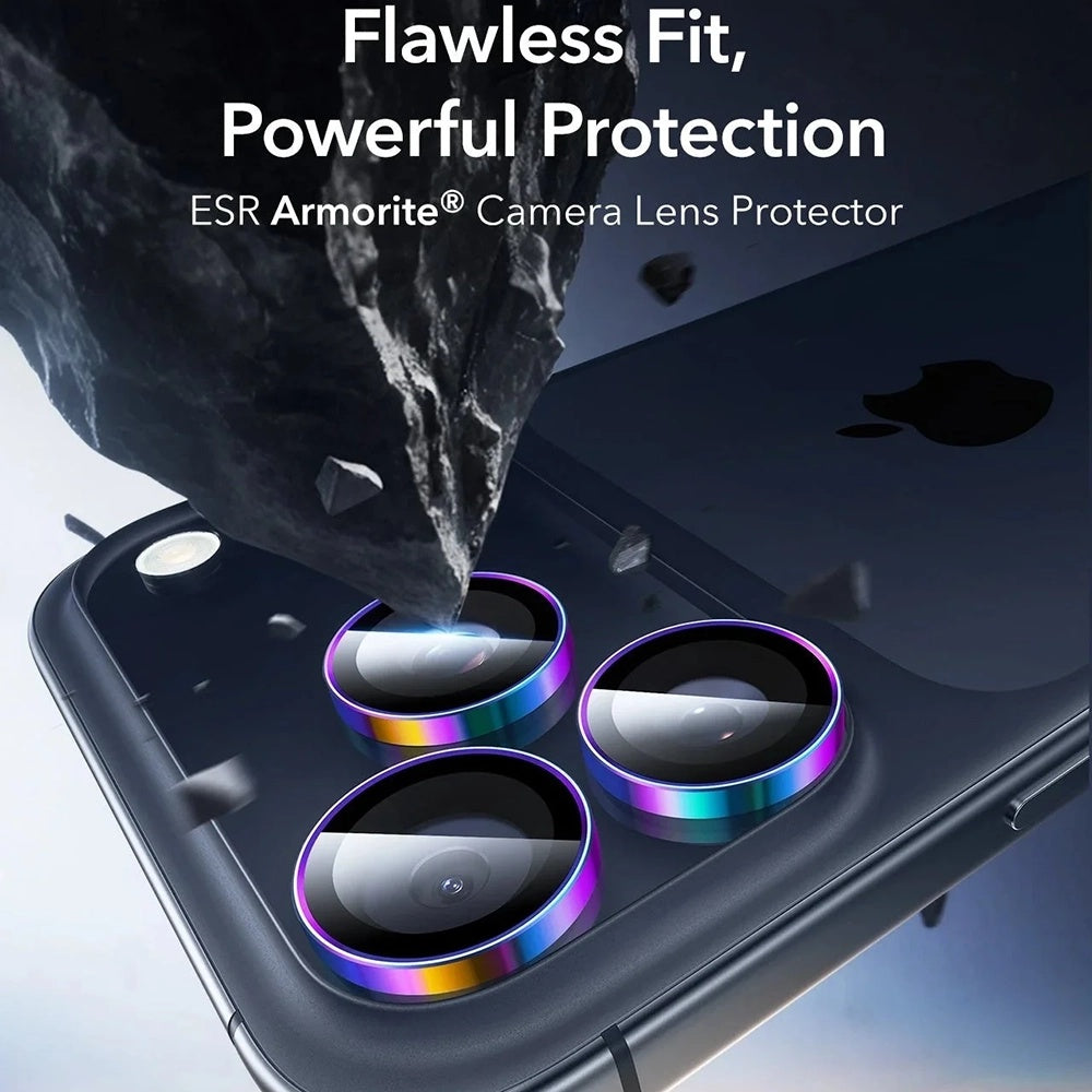 Hátsó kamera védőfólia ESR Armorite Apple iPhone 17 Pro Max / 17 Pro / 16 Pro Max / 16 Pro készülékekhez, Edzett üveg, Többszínű
