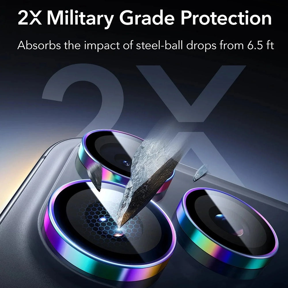Hátsó kamera védőfólia ESR Armorite Apple iPhone 17 Pro Max / 17 Pro / 16 Pro Max / 16 Pro készülékekhez, Edzett üveg, Többszínű