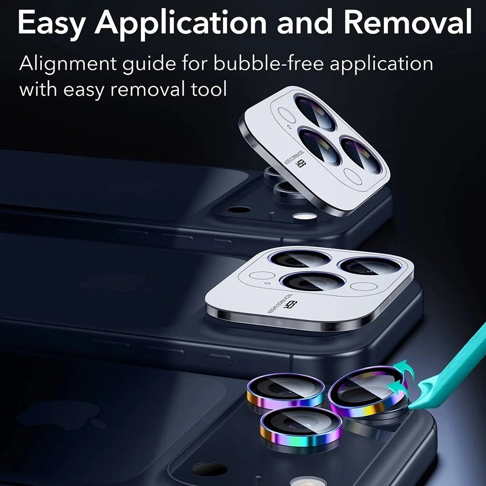 Hátsó kamera védőfólia ESR Armorite Apple iPhone 17 Pro Max / 17 Pro / 16 Pro Max / 16 Pro készülékekhez, Edzett üveg, Többszínű
