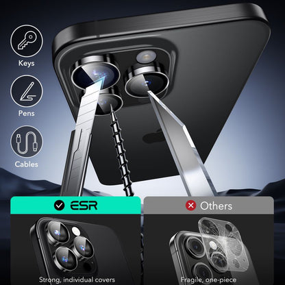 ESR Armorite hátsó kamera védőfólia Apple iPhone 17 Pro Max / 17 Pro / 16 Pro Max / 16 Pro készülékekhez, Edzett üveg, Fekete
