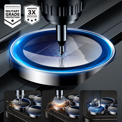 ESR Armorite hátsó kamera védőfólia Apple iPhone 17 Pro Max / 17 Pro / 16 Pro Max / 16 Pro készülékekhez, Edzett üveg, Fekete