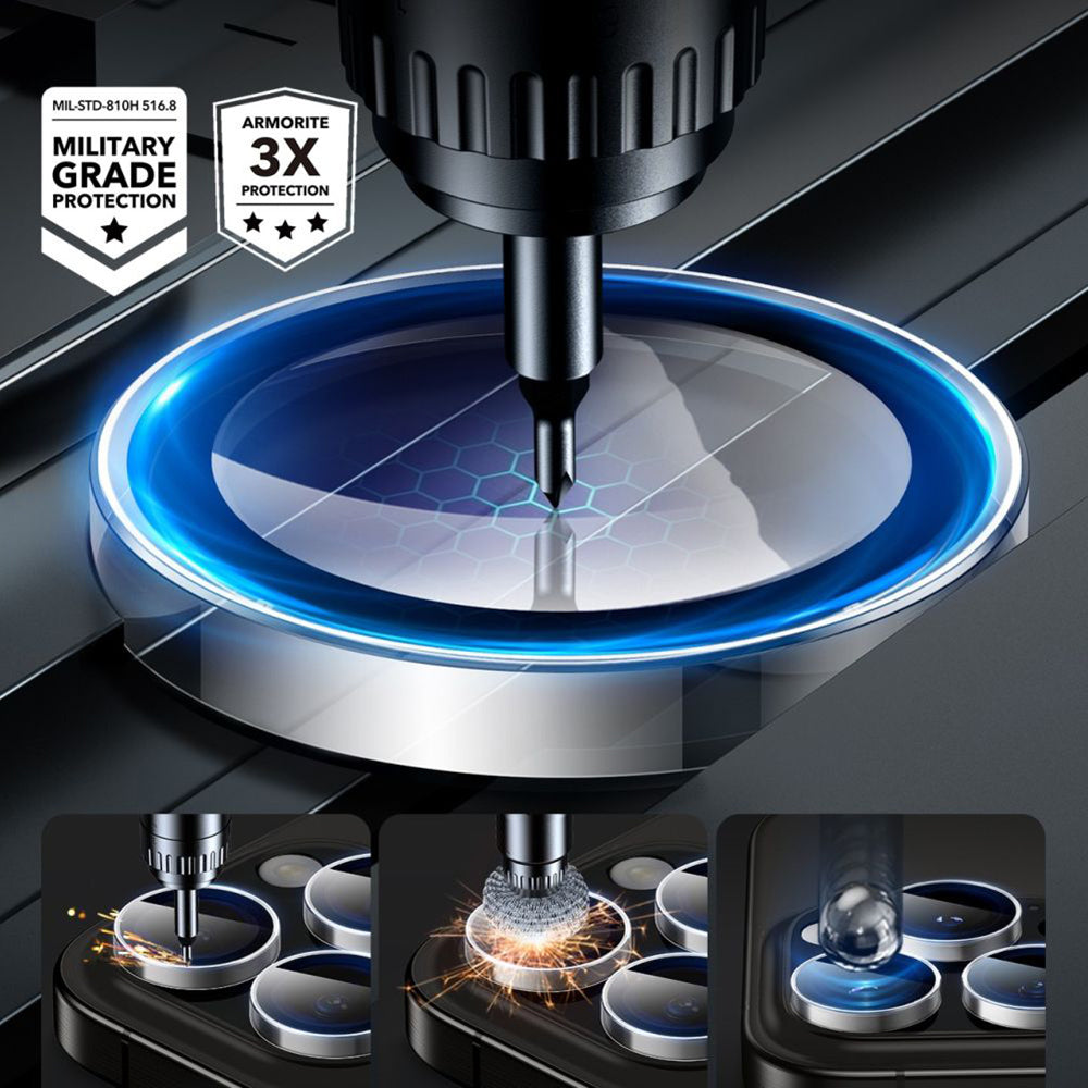 Hátsó kamera védőfólia ESR Armorite Apple iPhone 17 Pro Max / 17 Pro / 16 Pro Max / 16 Pro készülékekhez, Edzett üveg, Átlátszó