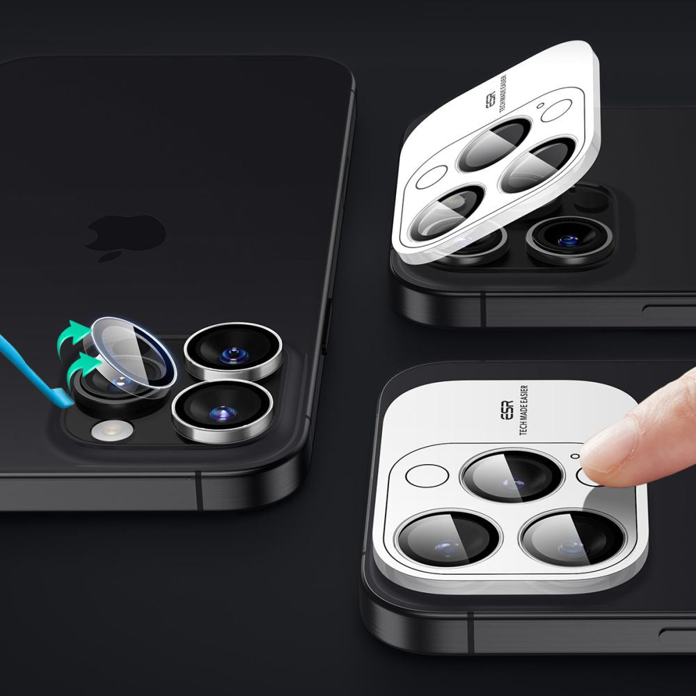 Hátsó kamera védőfólia ESR Armorite Apple iPhone 17 Pro Max / 17 Pro / 16 Pro Max / 16 Pro készülékekhez, Edzett üveg, Átlátszó