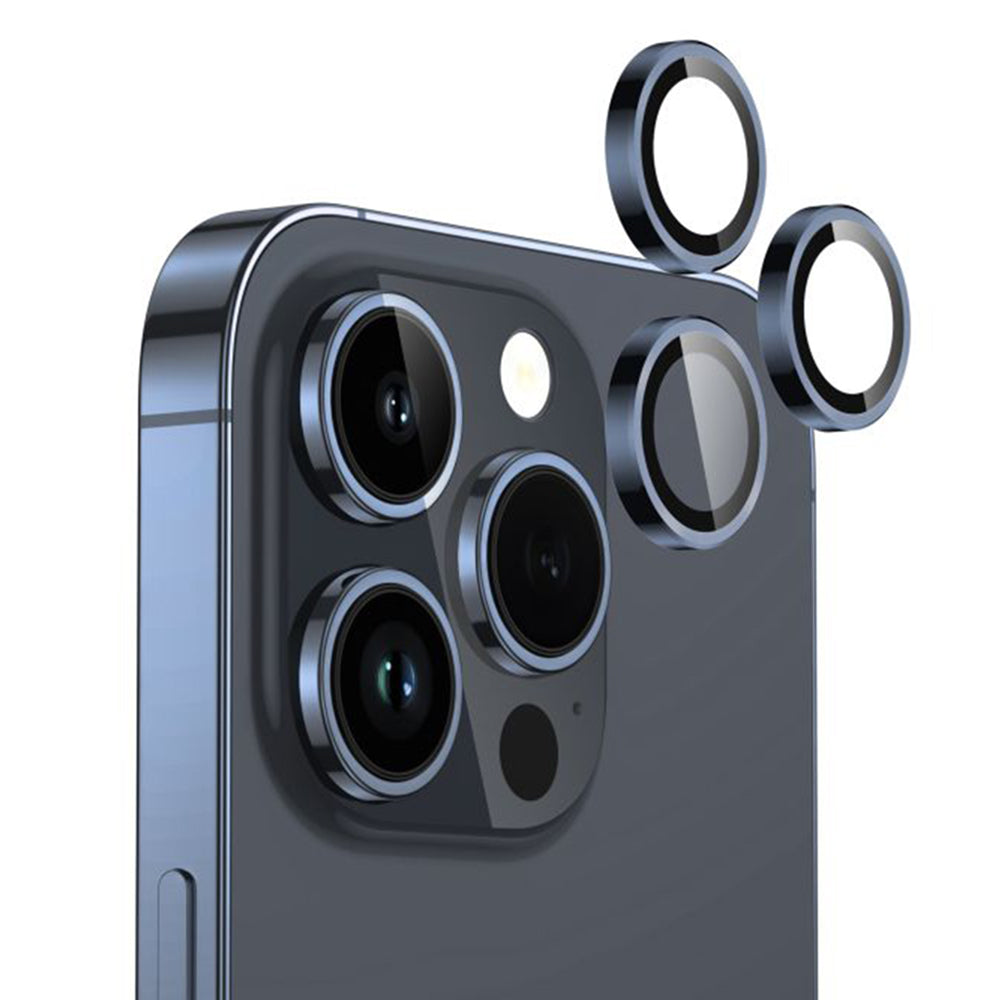 Lito S+ hátlapi kamera védőfólia Apple iPhone 15 Pro Max / 15 Pro készülékhez, edzett üveg, kék