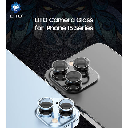 Lito S+ hátlapi kamera védőfólia Apple iPhone 15 Pro Max / 15 Pro készülékhez, edzett üveg, kék