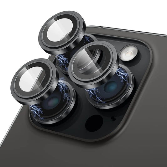 Lito S+ hátlapi kamera védőfólia Apple iPhone 15 Pro Max / 15 Pro készülékhez, edzett üveg, fekete