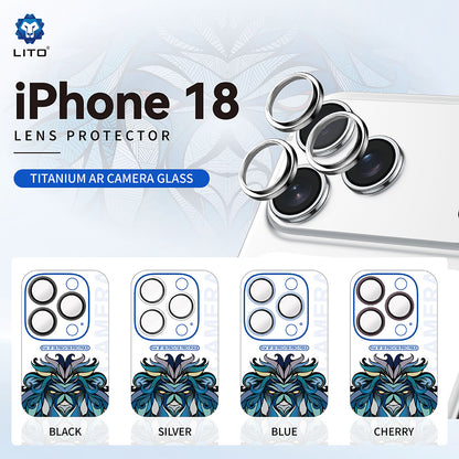 Lito Titanium AR Rear Camera Protective Film for Apple iPhone 18 Pro / 18 Pro Max, Tempered Glass, Burgundy
