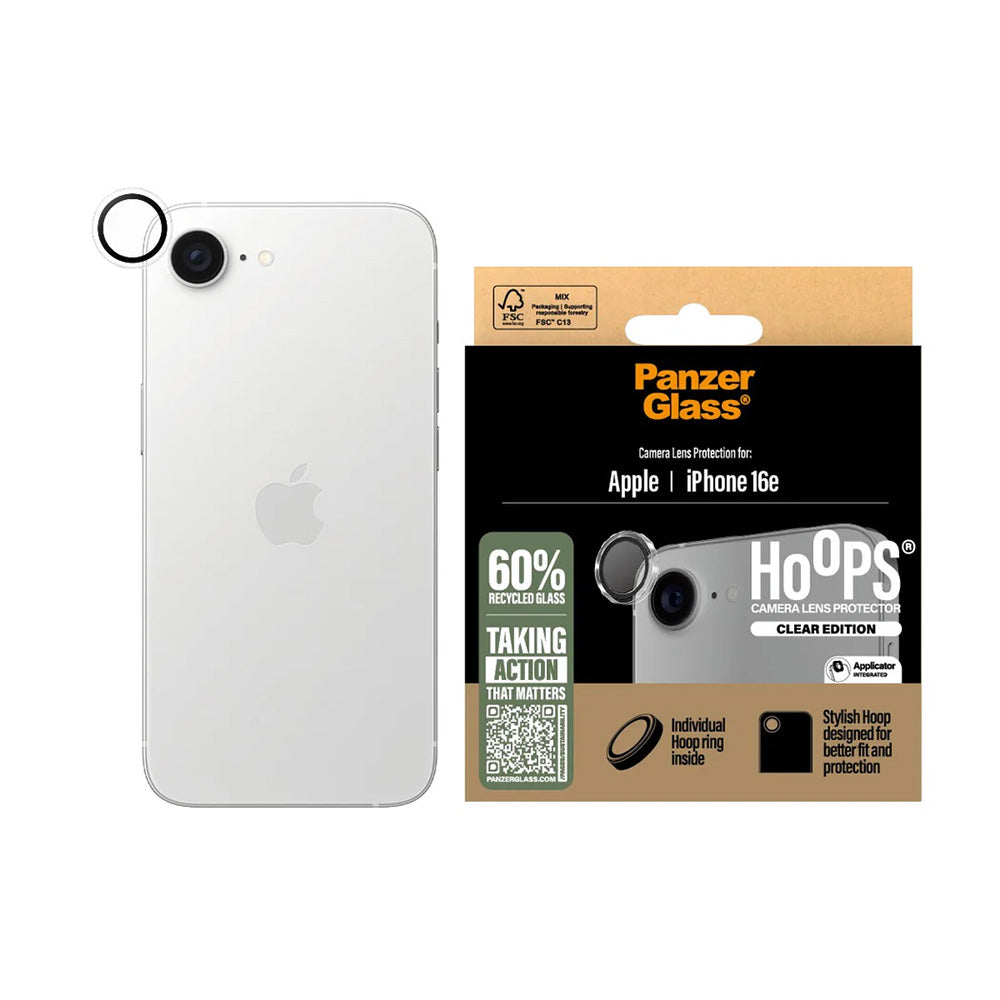 PanzerGlass Hoops hátsó kamera védőfólia Apple iPhone 16e-hez, Edzett üveg, Átlátszó