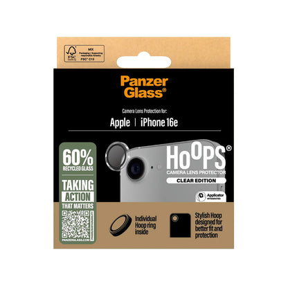 PanzerGlass Hoops hátsó kamera védőfólia Apple iPhone 16e-hez, Edzett üveg, Átlátszó