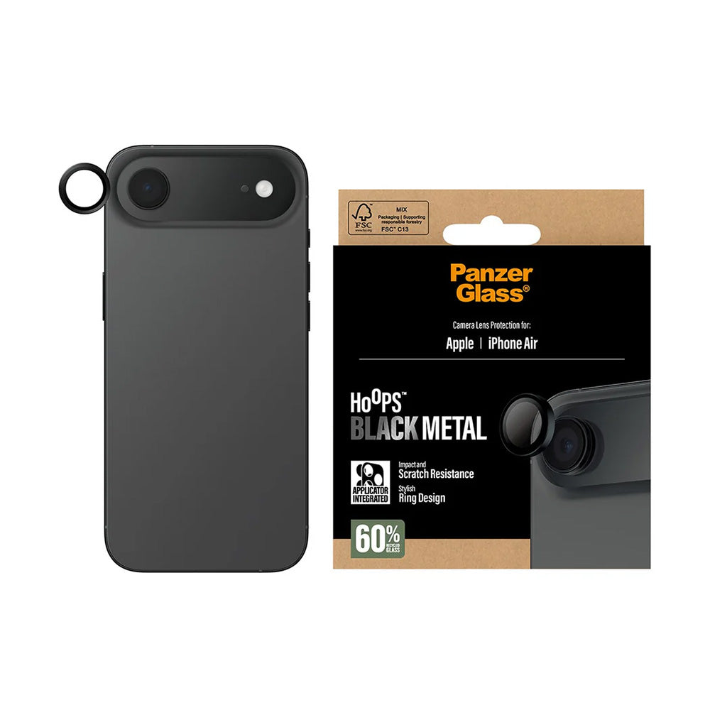 Védőfólia PanzerGlass Hoops az Apple iPhone 17 Air hátsó kamerájához, Edzett üveg, Fekete