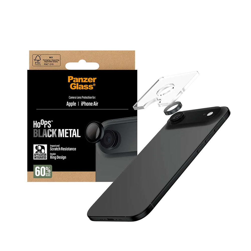Védőfólia PanzerGlass Hoops az Apple iPhone 17 Air hátsó kamerájához, Edzett üveg, Fekete