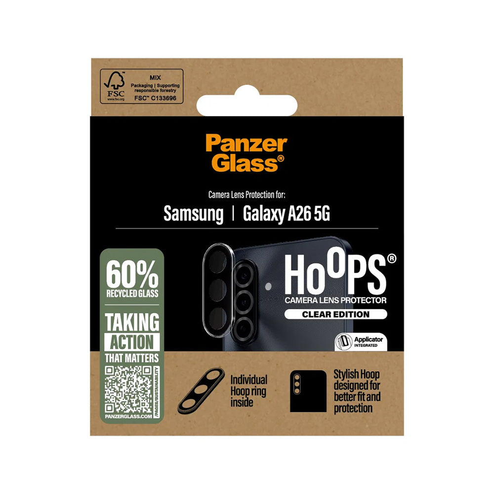 Védőfólia PanzerGlass Hoops a Samsung Galaxy A26 A266 hátsó kamerájához, Edzett üveg, Átlátszó