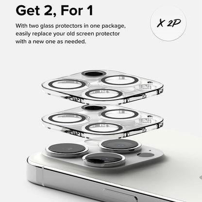 Ringke hátlapi kamera védőfólia Apple iPhone 15 Pro-hoz, edzett üveg, 2 darabos készlet, átlátszó