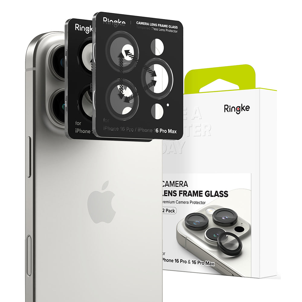 Védőfólia Ringke hátsó kamera számára Apple iPhone 16 Pro Max / 16 Pro, Edzett üveg, 2 darabos készlet, Fekete
