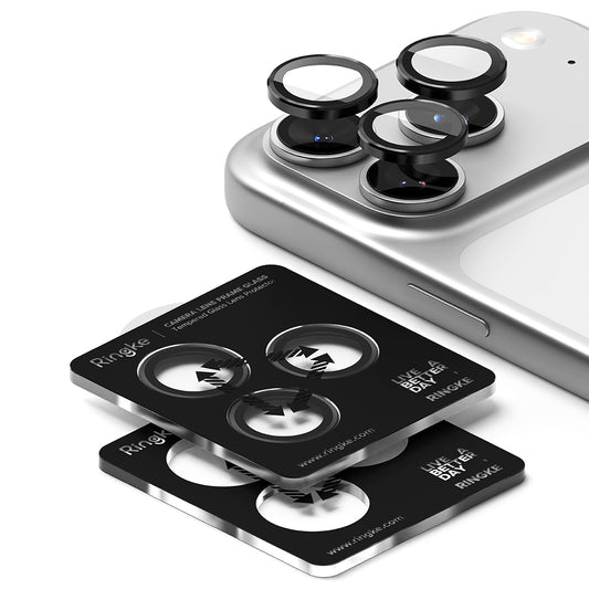 Ringke hátsó kamera védőfólia Apple iPhone 17 Pro Max / 17 Pro készülékhez, Edzett üveg, Fekete