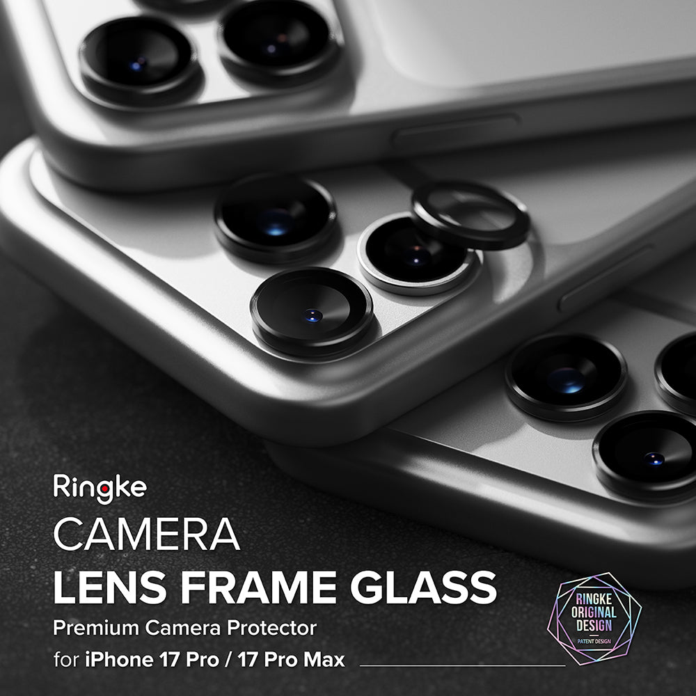 Ringke hátsó kamera védőfólia Apple iPhone 17 Pro Max / 17 Pro készülékhez, Edzett üveg, Fekete
