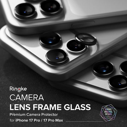 Ringke hátsó kamera védőfólia Apple iPhone 17 Pro Max / 17 Pro készülékhez, Edzett üveg, Fekete