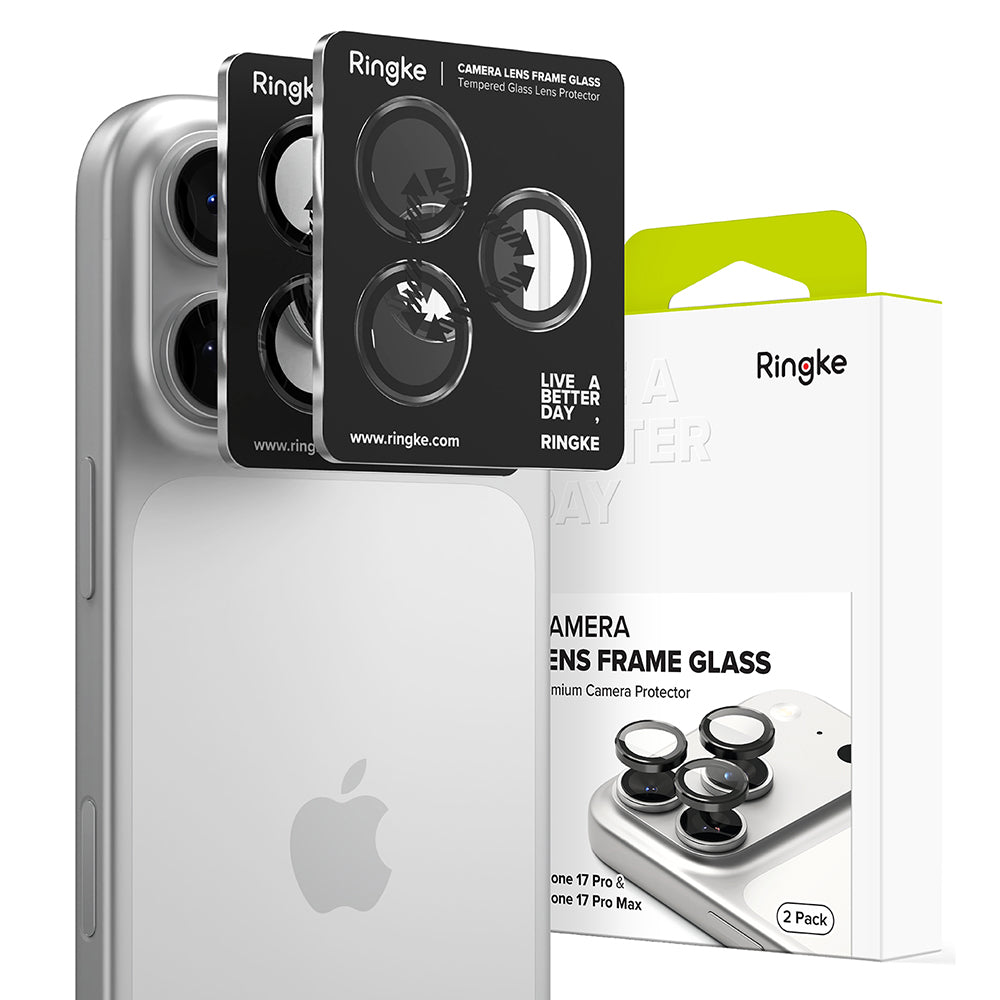 Ringke hátsó kamera védőfólia Apple iPhone 17 Pro Max / 17 Pro készülékhez, Edzett üveg, Fekete