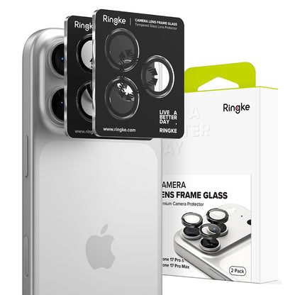 Ringke hátsó kamera védőfólia Apple iPhone 17 Pro Max / 17 Pro készülékhez, Edzett üveg, Fekete