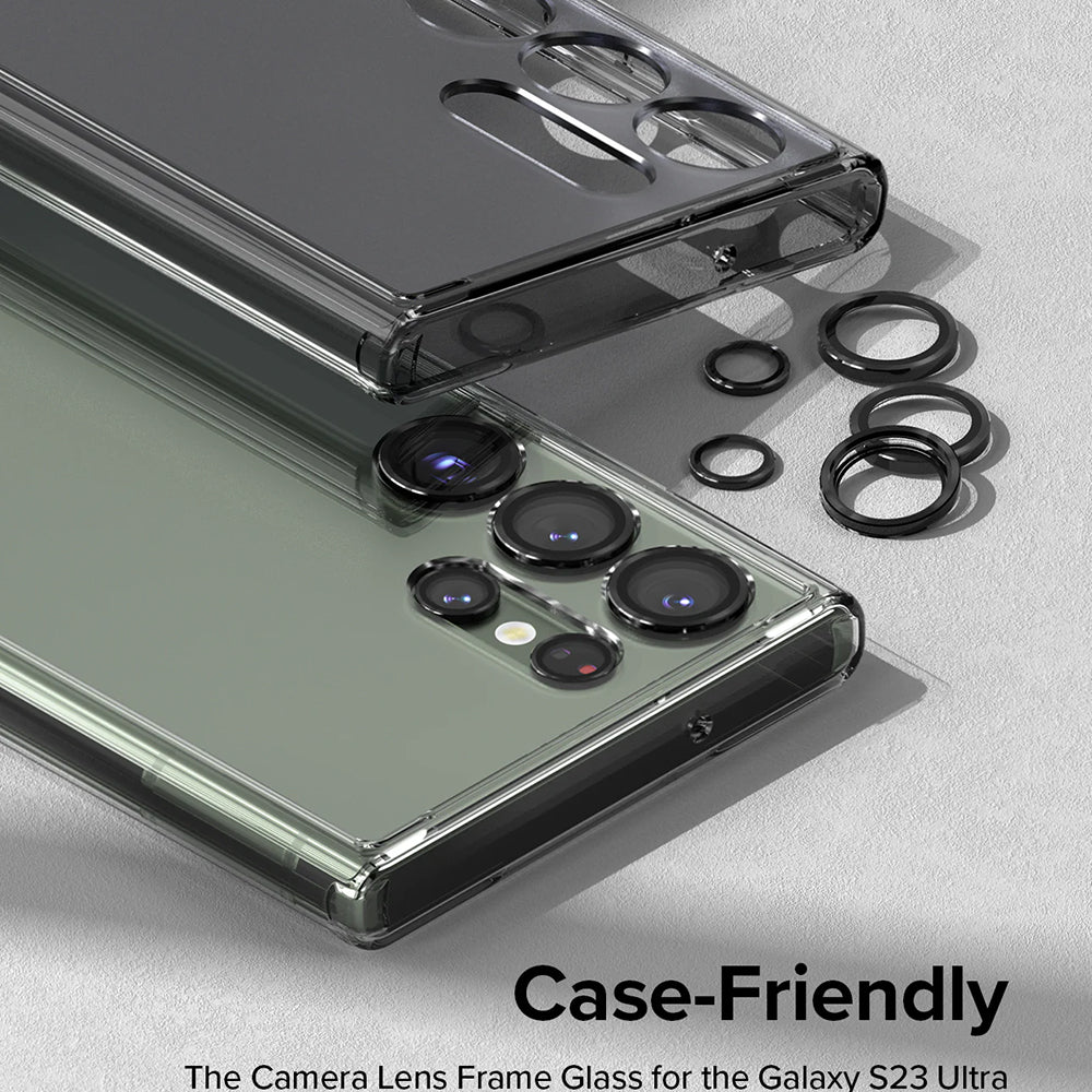 Ringke hátsó kamera védőfólia Samsung Galaxy S23 Ultra S918-hoz, Edzett üveg, Fekete