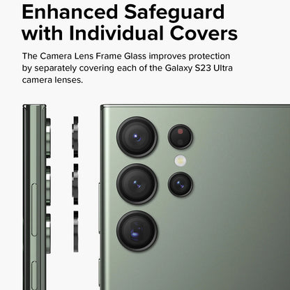 Ringke hátsó kamera védőfólia Samsung Galaxy S23 Ultra S918-hoz, Edzett üveg, Fekete