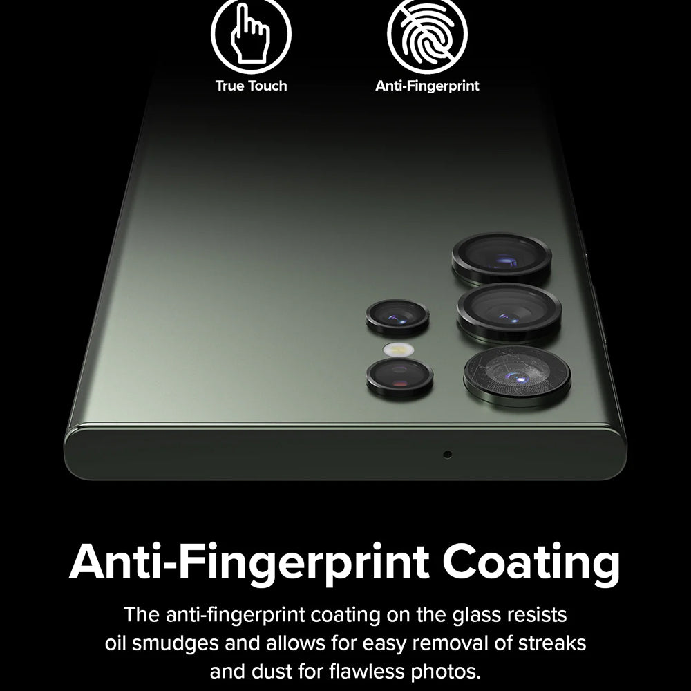 Ringke hátsó kamera védőfólia Samsung Galaxy S23 Ultra S918-hoz, Edzett üveg, Fekete