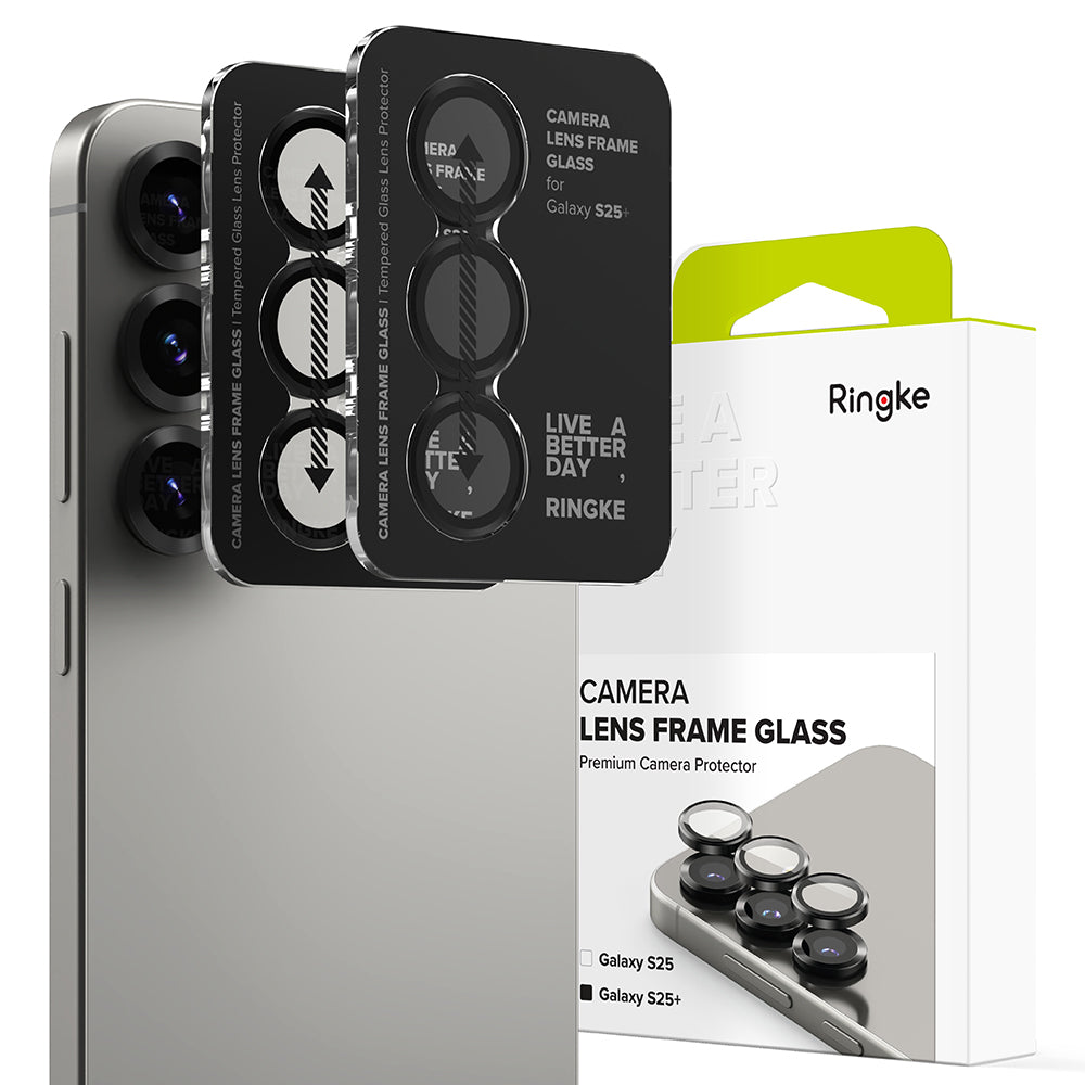 Ringke hátsó kamera védőfólia Samsung Galaxy S25 S931-hez, Edzett üveg, Fekete