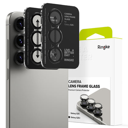 Ringke hátsó kamera védőfólia Samsung Galaxy S25 S931-hez, Edzett üveg, Fekete