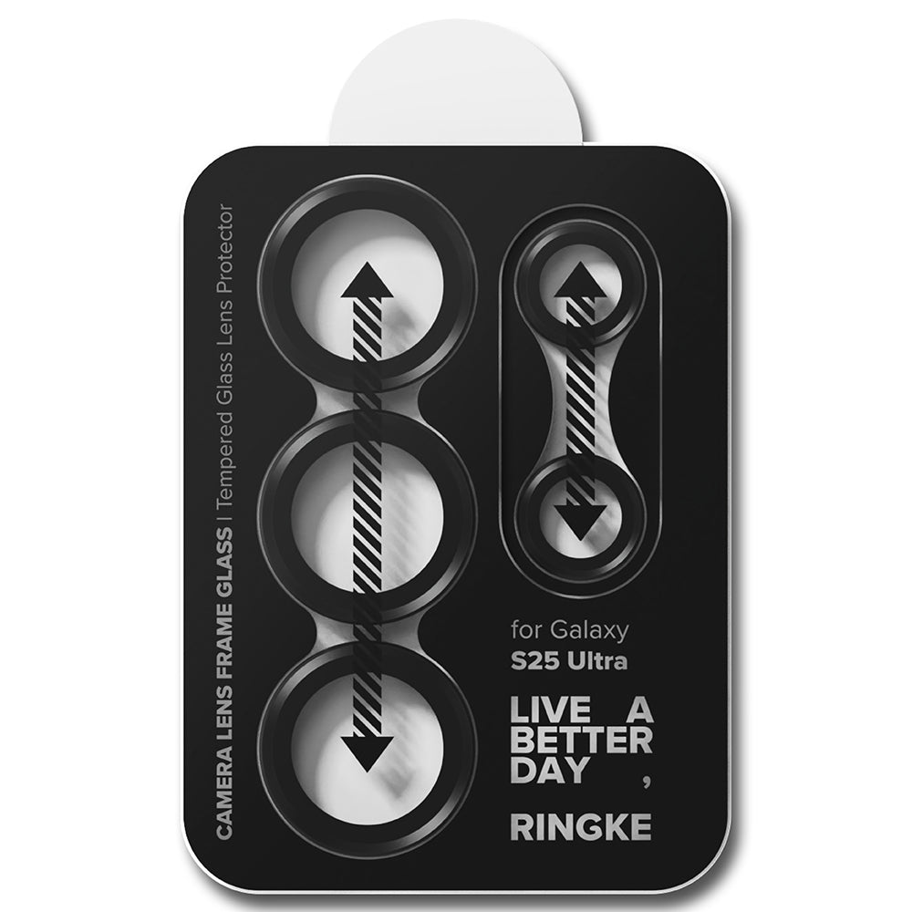 Ringke hátsó kamera védőfólia Samsung Galaxy S25 Ultra S938-hoz, Edzett üveg, Fekete