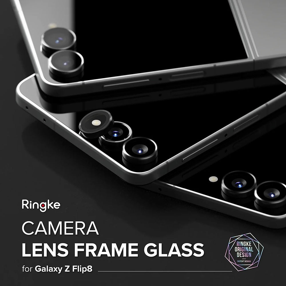 Ringke hátlapi védőfólia Samsung Galaxy Z Flip8 F776-hoz, edzett üveg, 2 darabos készlet, fekete