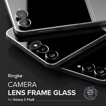 Ringke hátlapi védőfólia Samsung Galaxy Z Flip8 F776-hoz, edzett üveg, 2 darabos készlet, fekete