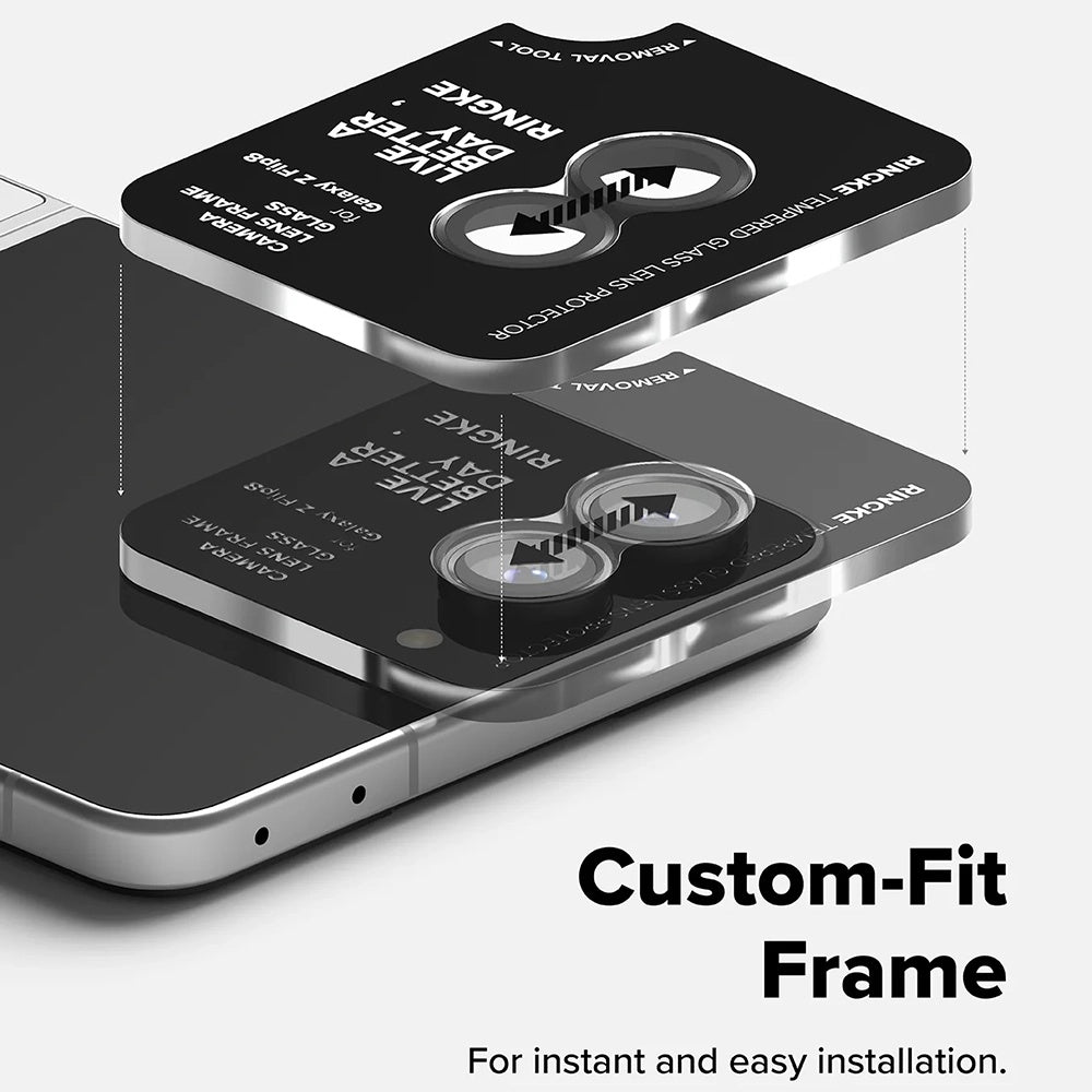 Ringke hátlapi védőfólia Samsung Galaxy Z Flip8 F776-hoz, edzett üveg, 2 darabos készlet, fekete