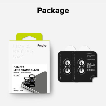 Ringke hátlapi védőfólia Samsung Galaxy Z Flip8 F776-hoz, edzett üveg, 2 darabos készlet, fekete