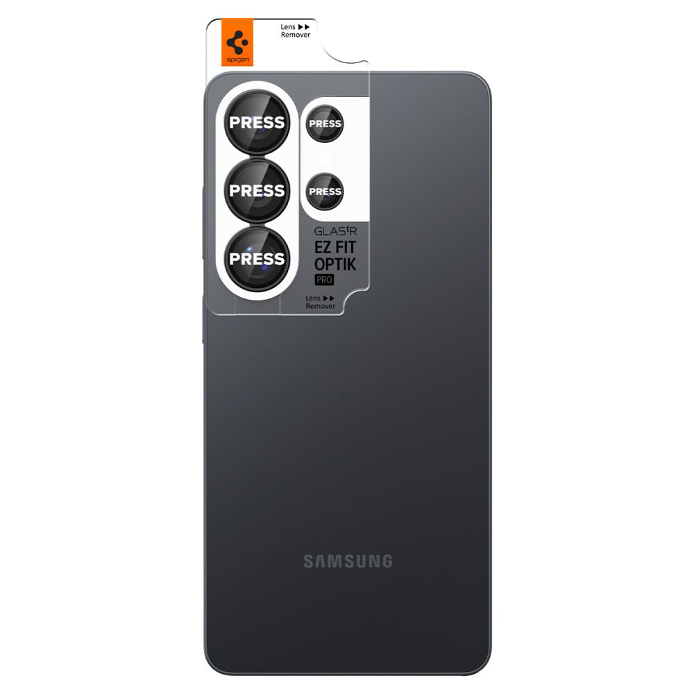 Hátsó kamera védőfólia Spigen GlastR EZ FIT Optik Pro HD Samsung Galaxy S26 Ultra S948-hoz, Edzett üveg, 2 darabos készlet, Fekete