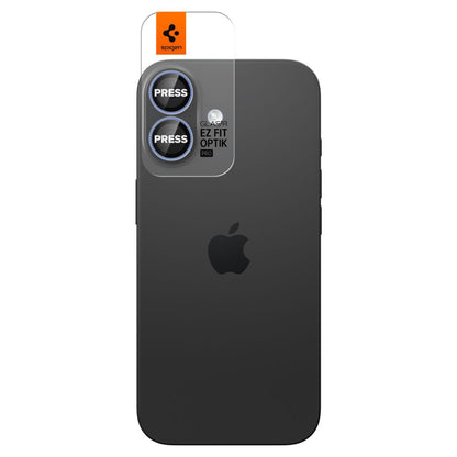 Spigen GlastR EZ FIT Optik Pro hátlapi kamera védőfólia Apple iPhone 17 / 16 Plus / 16 készülékekhez, edzett üveg, 2 darabos készlet, kék