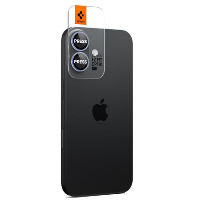 Spigen GlastR EZ FIT Optik Pro hátlapi kamera védőfólia Apple iPhone 17 / 16 Plus / 16 készülékekhez, edzett üveg, 2 darabos készlet, kék