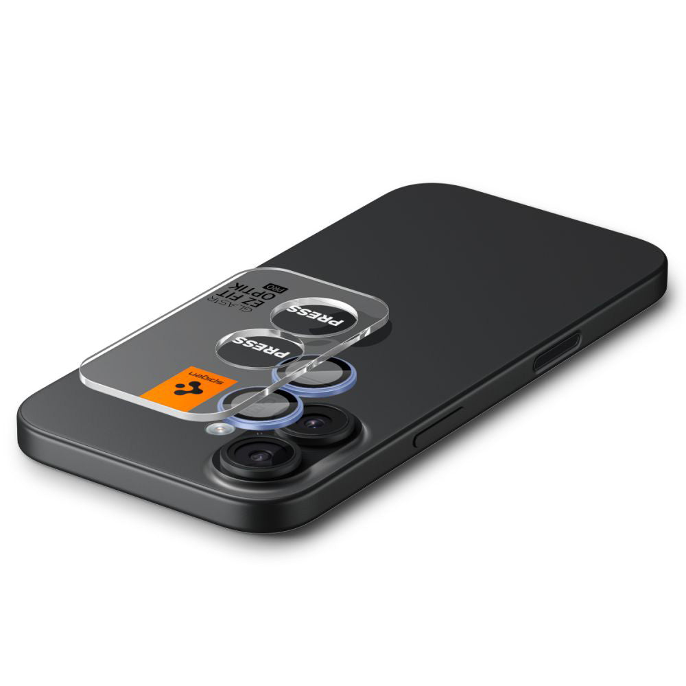 Spigen GlastR EZ FIT Optik Pro hátlapi kamera védőfólia Apple iPhone 17 / 16 Plus / 16 készülékekhez, edzett üveg, 2 darabos készlet, kék