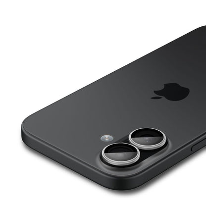 Spigen GlastR EZ FIT Optik Pro hátsó kamera védőfólia Apple iPhone 17 / 16 Plus / 16 készülékekhez, Edzett üveg, 2 darabos készlet, Ezüst színű