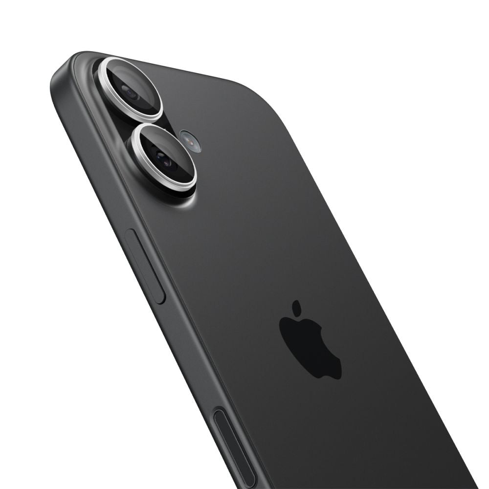 Spigen GlastR EZ FIT Optik Pro hátsó kamera védőfólia Apple iPhone 17 / 16 Plus / 16 készülékekhez, Edzett üveg, 2 darabos készlet, Ezüst színű