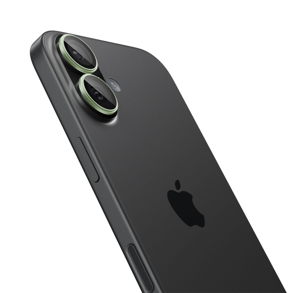 Hátsó kamera védőfólia Spigen GlastR EZ FIT Optik Pro Apple iPhone 17 / 16 Plus / 16-hoz, Edzett üveg, 2 darabos készlet, Zöld AGL10128