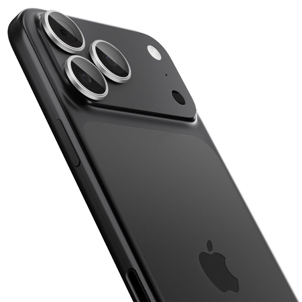 Hátsó kamera védőfólia Spigen GlastR EZ FIT Optik Pro Apple iPhone 17 Pro Max / 17 Pro készülékhez, Edzett üveg, 2 darabos készlet, Ezüst színű