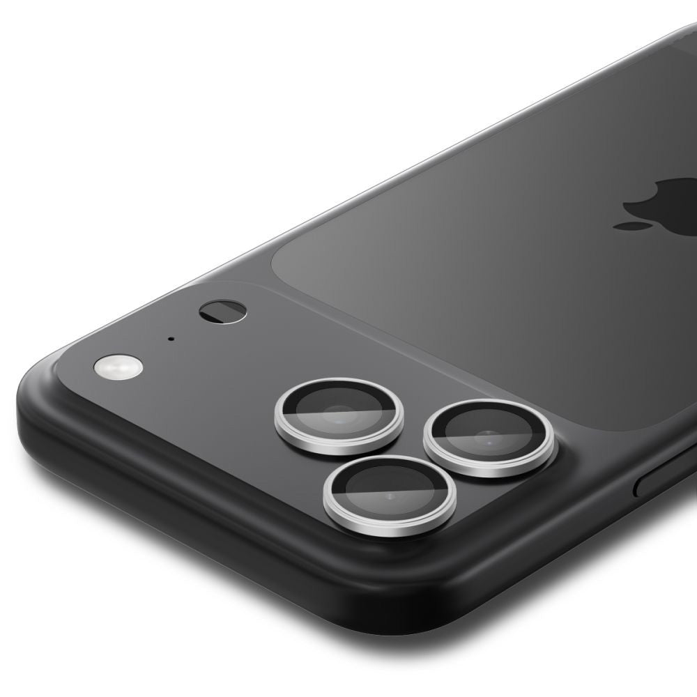 Hátsó kamera védőfólia Spigen GlastR EZ FIT Optik Pro Apple iPhone 17 Pro Max / 17 Pro készülékhez, Edzett üveg, 2 darabos készlet, Ezüst színű