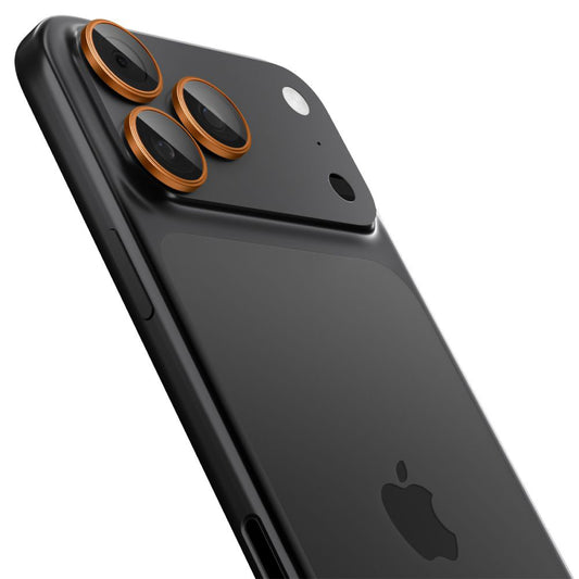 Spigen GlastR EZ FIT Optik Pro hátsó kamera védőfólia Apple iPhone 17 Pro Max / 17 Pro készülékhez, Edzett üveg, 2 darabos készlet, Narancssárga