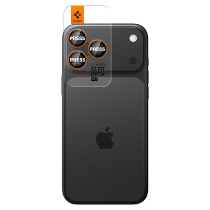 Spigen GlastR EZ FIT Optik Pro hátsó kamera védőfólia Apple iPhone 17 Pro Max / 17 Pro készülékhez, Edzett üveg, 2 darabos készlet, Narancssárga