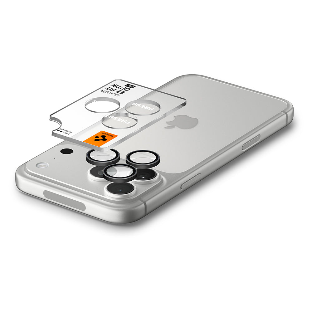 Spigen GlastR EZ FIT Optik Pro hátlapi kamera védőfólia Apple iPhone 18 Pro / 18 Pro Max készülékhez, edzett üveg, 2 darabos készlet, sötétszürke AGL12043