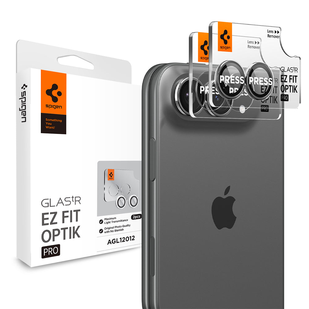 Spigen GlastR EZ FIT Optik Pro hátlapi kamera védőfólia Apple iPhone Duo számára, edzett üveg, 2 darabos készlet, szürke AGL12012