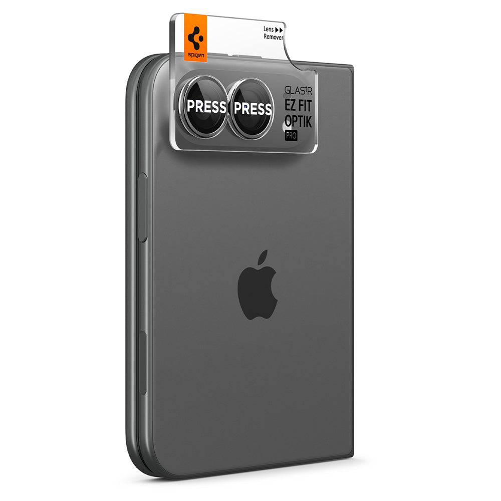 Spigen GlastR EZ FIT Optik Pro hátlapi kamera védőfólia Apple iPhone Duo számára, edzett üveg, 2 darabos készlet, szürke AGL12012