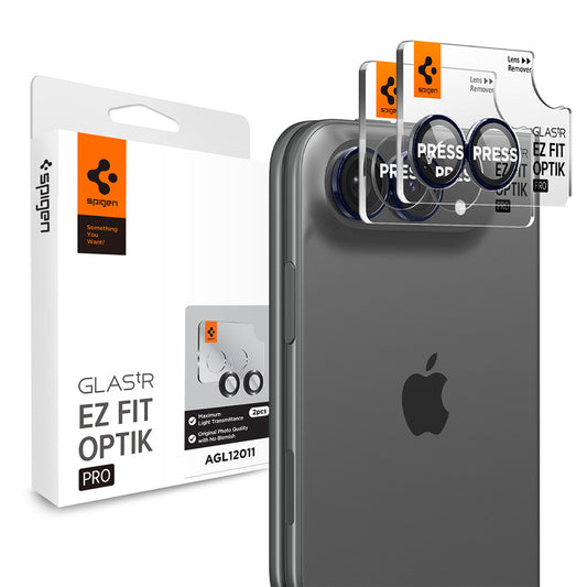 Spigen GlastR EZ FIT Optik Pro hátlapi kamera védőfólia Apple iPhone Duo-hoz, edzett üveg, 2 darabos készlet, tengerészkék AGL12011