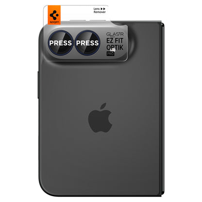 Spigen GlastR EZ FIT Optik Pro hátlapi kamera védőfólia Apple iPhone Duo-hoz, edzett üveg, 2 darabos készlet, tengerészkék AGL12011