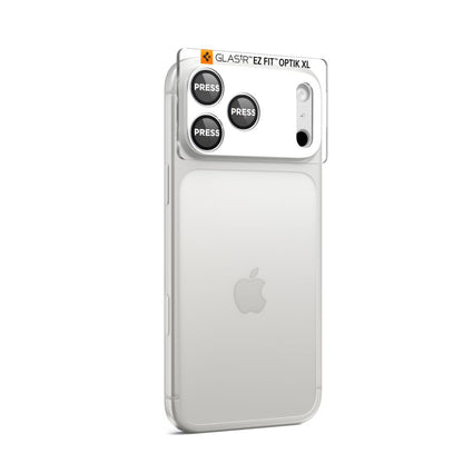 Spigen GlastR EZ FIT Optik Pro XL hátsó kamera védőfólia Apple iPhone 17 Pro Max-hoz, Edzett üveg, Ezüst AGL10652